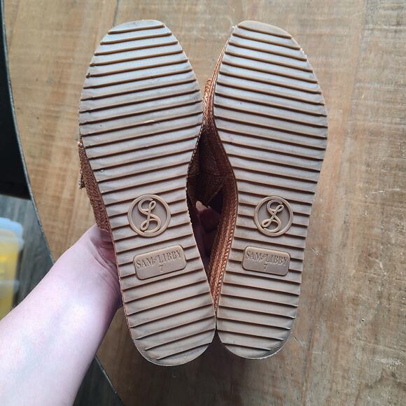 Sam And Libby Crysta Buckle Platform Wedges Rattan Buckle Slip On Sandals Size 7 - Picture 4 of 6